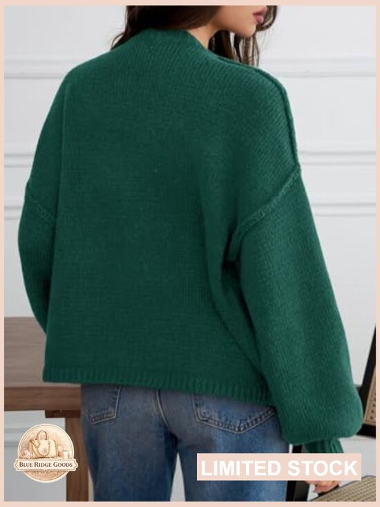 Oversized Chunky Knit Cardigan Lantern Sleeve Button Up Soft Cozy Fall Sweater - Picture 5 of 7